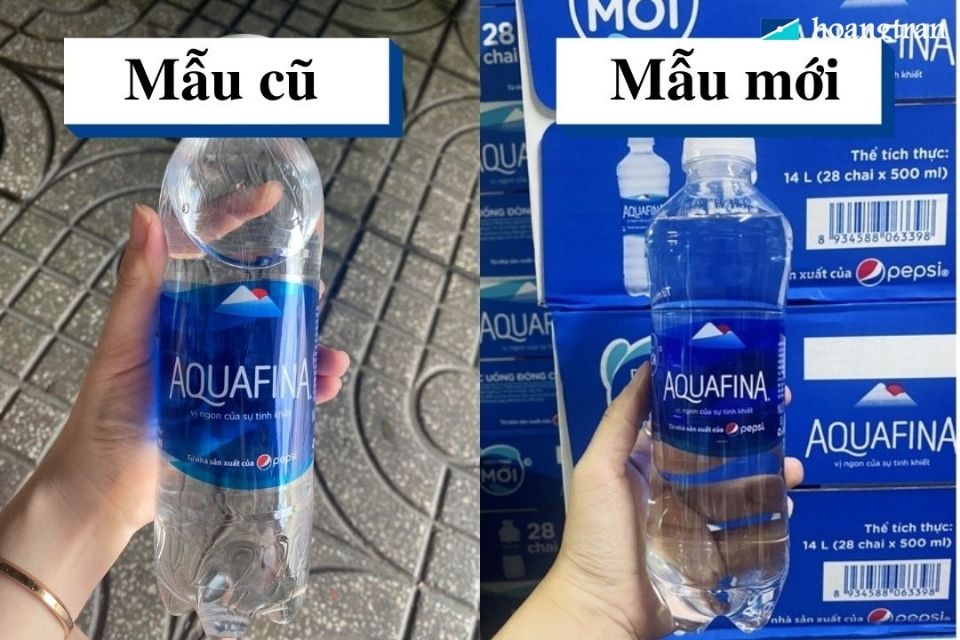 Phân biệt mẫu chai Aquafina 500ml mẫu mới và mẫu củ