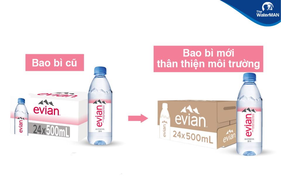 Evian 500ml phiên bản mới và cũ